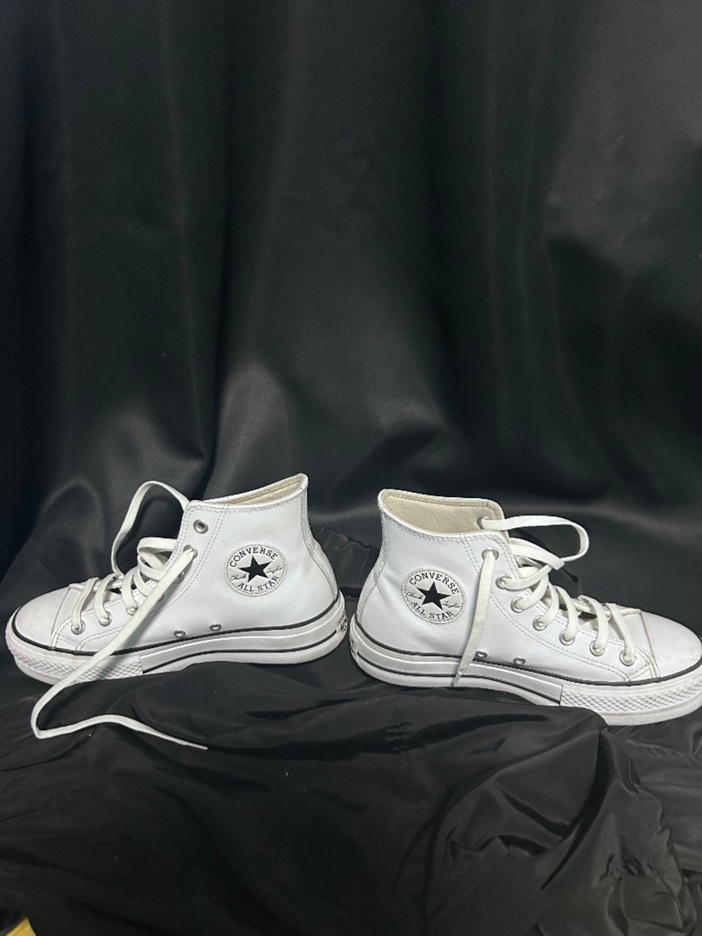 White Leather Platform Chucks 🤍